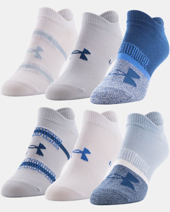 Women's UA Essential No Show – 6-Pack Socks, Blue, pdpMainDesktop image number 0